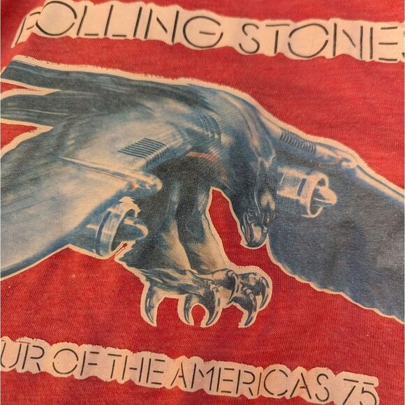 Vintage Single stitch Rolling Stones 1975 Tour of the Americas pink Tee Rare - Picture 3 of 7